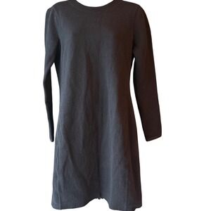 James Perse Black Long Sleeve Zip Back Dress Size 2 (Medium)‎ Minimalist Basic